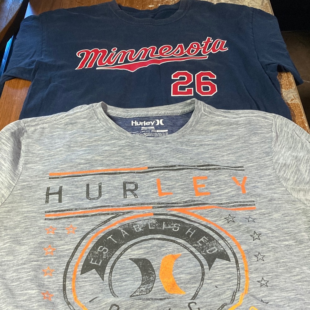 Navy and Red Graphic Tee and Hurley Nike tee